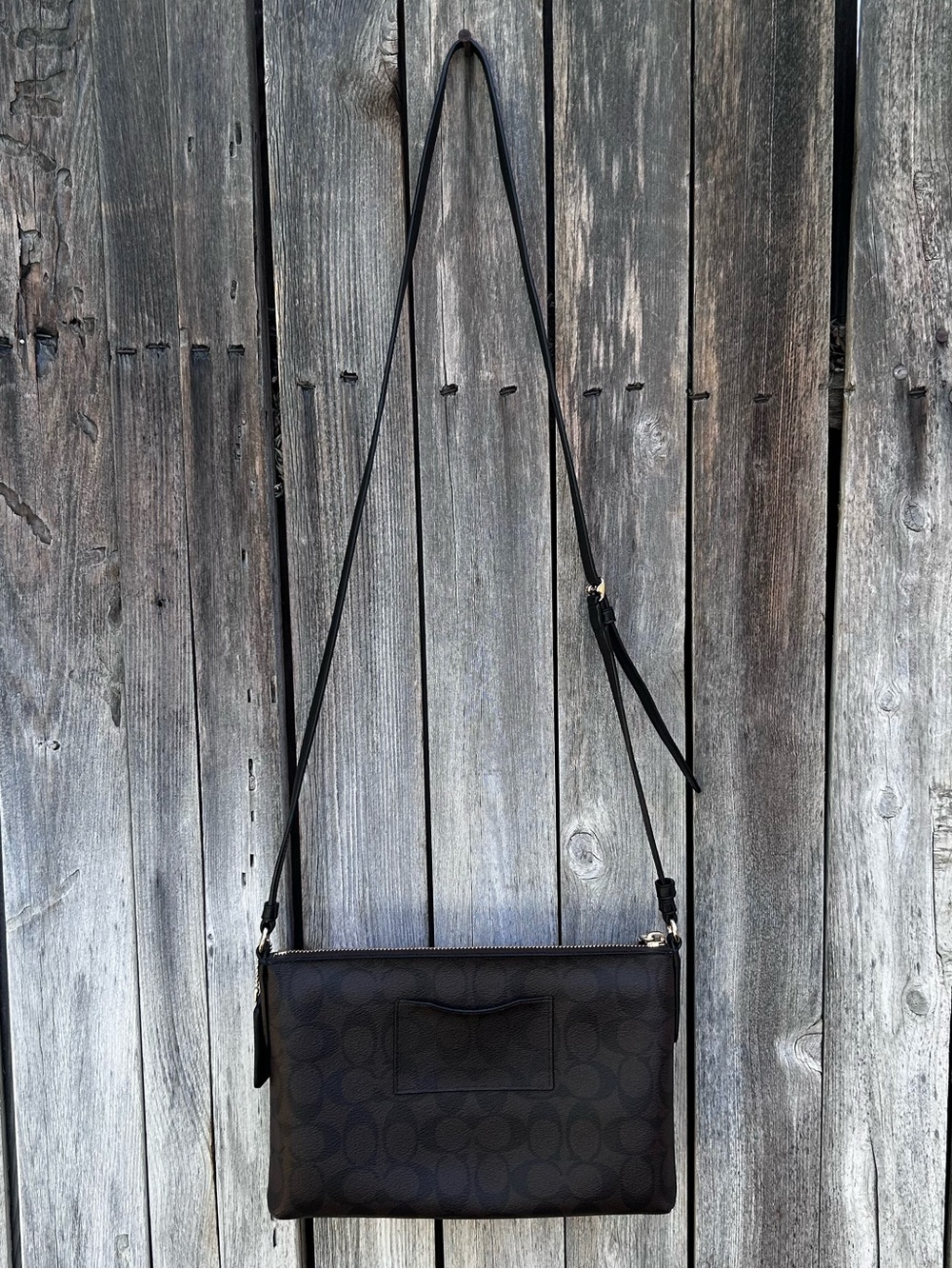 Coach Signature East West Pop Crossbody Bag Coated Canvas Brown Black - Picture 7 of 16